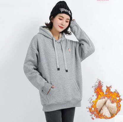 Gray bird Свитшоты модные женские пуловеры плотные розовые фиолетовые топы Свободные толстовки с длинными рукавами женские осенне-зимние пальто укороченный топ с капюшоном - Цвет: Gray bird