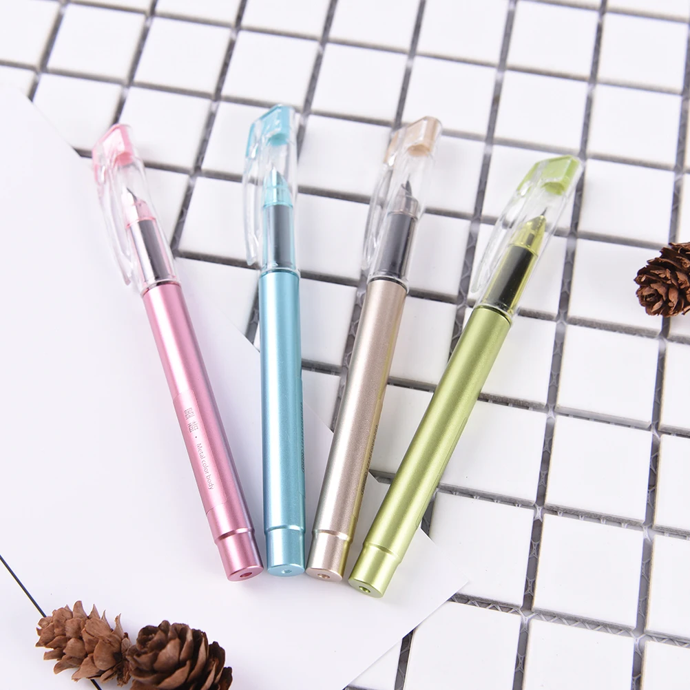 1 piece 13.5 cm Transparent Business office medium nib Fountain Pen Students calligraphy Finance Office pen
