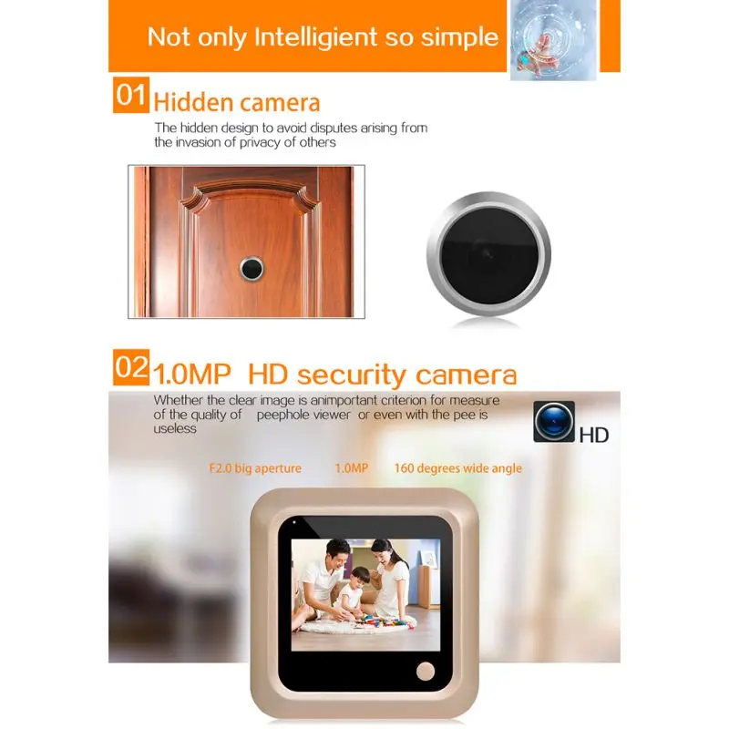 Hot Digital Door Viewer Color Screen Monitor Support TF Card Home Security Peephole Camera new