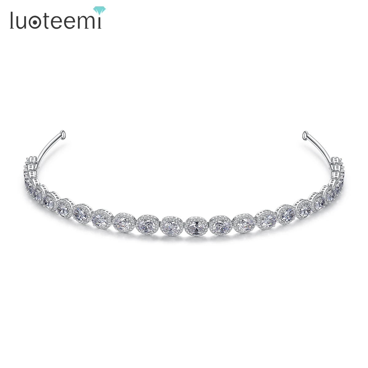 LUOTEEMI New Fashion Wedding Crown Diadem Tiara Round Clear CZ Hairwear for Women Headbands Bridal Hair Jewelry Christmas Gifts | Украшения