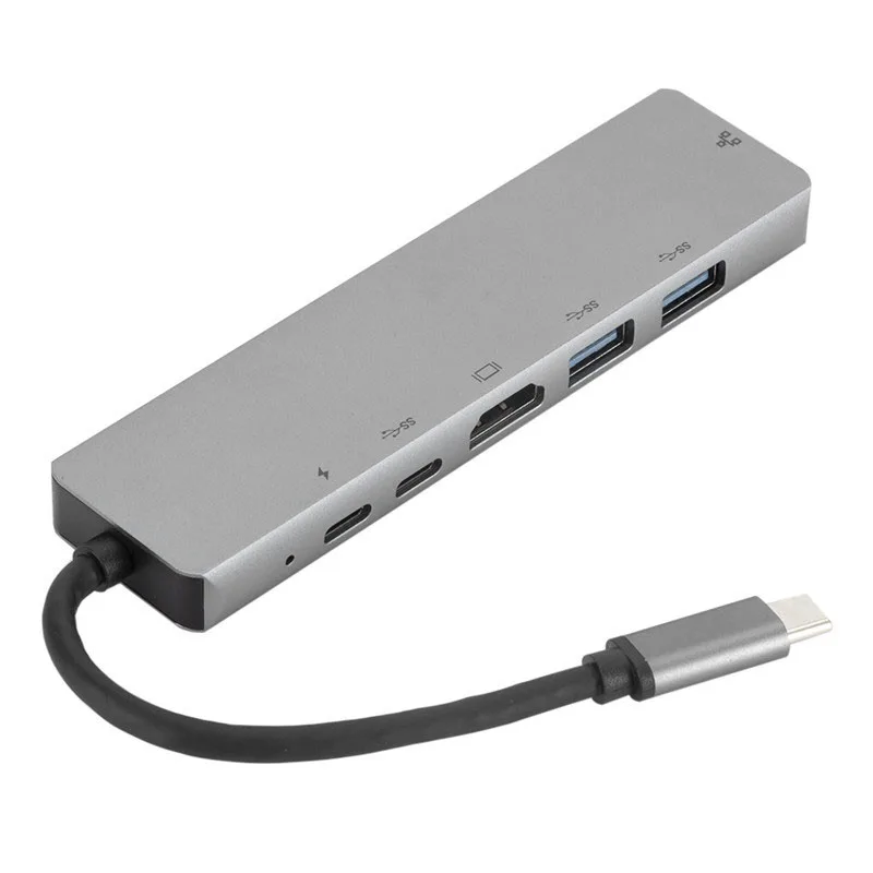 6 в 1 концентратор Usb Type C Hdmi 4K Usb C концентратор для Gigabit Ethernet Rj45 Lan адаптер для Macbook Pro Thunderbolt Usb-C зарядное устройство Порт Silv