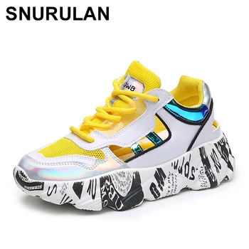 

SNURULAN Women's sneakers-columns; Vulcanized shoes with zippers; 2019 Breathable Mesh Light Summer Casual Graffiti Sneakers