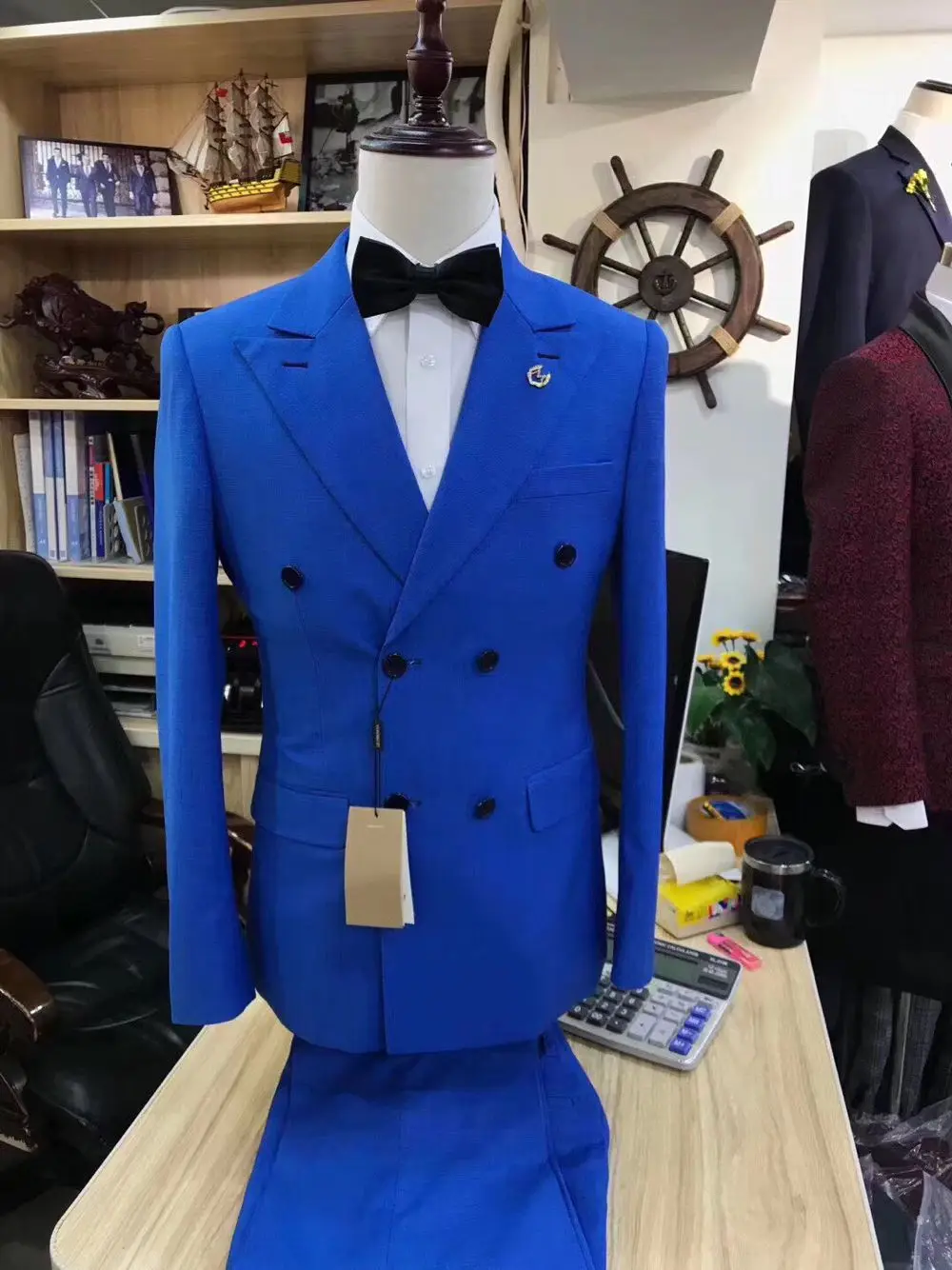 

2020 New Arrival Men's Suit 2 Pieces Double-breasted Notch Lapel Flat Slim Fit Casual Tuxedos For Wedding (Blazer+Pants)