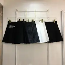Весенние и осенние корейские тонкие юбки с высокой талией и шортами выше колена, плиссированная Женская юбка