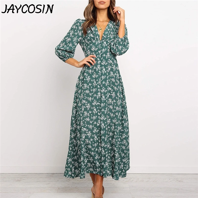 Женское шифоновое платье JAYCOSIN с v образным вырезом рукавом три четверти