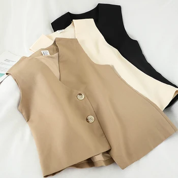 

Korean New chun qiu kuan 2020 Irregular Kahki Hem Vest Tops Handsome Thin Loose Vest Vest