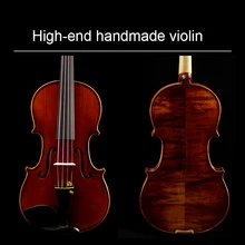 Твердая древесина тигра темно-коричневая скрипка 4/4 Чистая ручная скрипка Профессиональный музыкальный инструмент с бразильским бантом