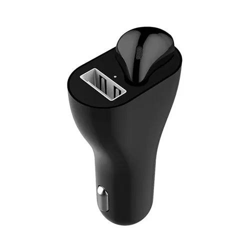 2в1 2.4A USB Автомобильное быстрое зарядное устройство адаптер с Bluetooth беспроводная гарнитура Hands Free Mic Bluetooth наушники гарнитура правое ухо - Название цвета: Черный