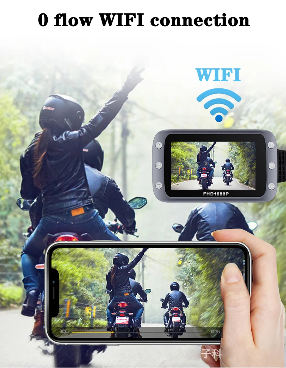 " HD камера мотоцикла рекордер с видеорегистратор Wi-Fi GPS передний задний Водонепроницаемый двойной объектив 1080P мотоцикл видеорегистратор Moto камера