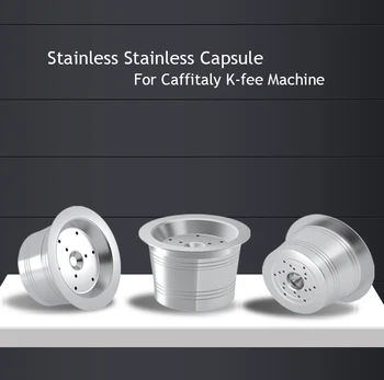 

Refillable Coffee Filters For Caffitaly Tchibo Cafissimo Classic K-fee Stainless Steel Reusable Coffee Capsule Tamper Spoon Set