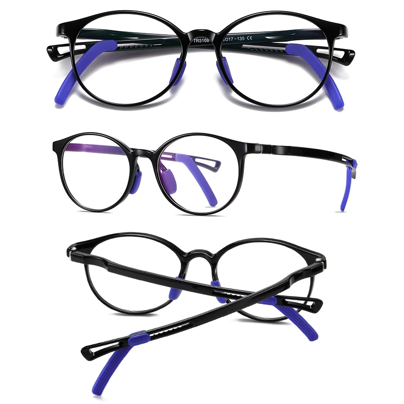 Round Anti Blue Light Blocking Glasses Kids New Fashion TR90 Flexible Frame Computer Gaming Clear Eyewear Children's UV400