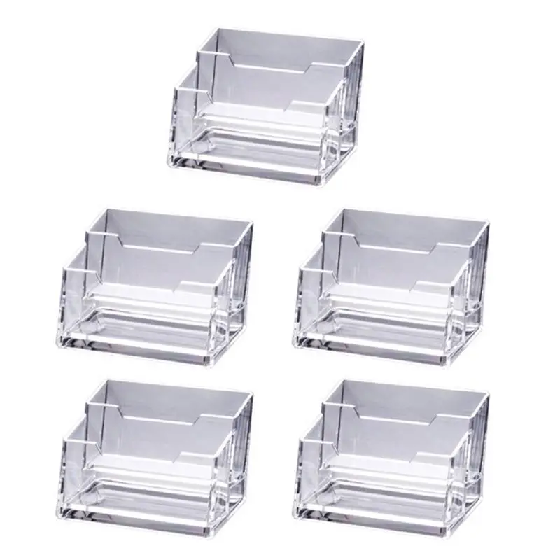 

5Pcs Acrylic Plastic Transparent Desktop Business Card Holder Storage Display