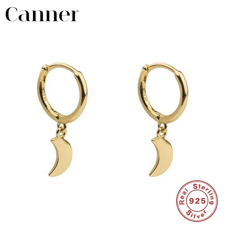 moon gold Простые 925 пробы, серебряные, Лунные звезды, фианиты, маленькие серьги-кольца для женщин, мини золотые, серебряные, круглые серьги с молнией, ювелирные изделия - Окраска металла: moon gold