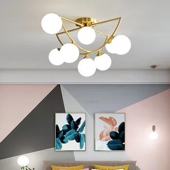 

American Luxury Bedroom Chandelier Lighting Postmodern LED Luster Loft Chandeliers Nordic Gold Pendant Lamp Kitchen Fixtures