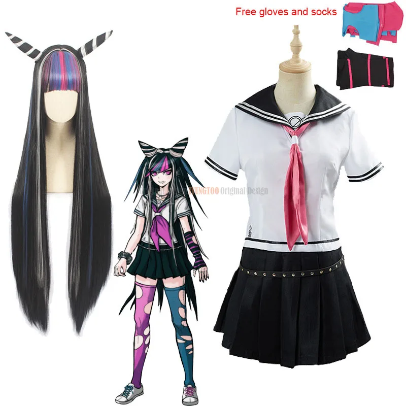 Игровые костюмы Danganronpa Mioda Ибуки Косплэй парики женская школьная форма JK