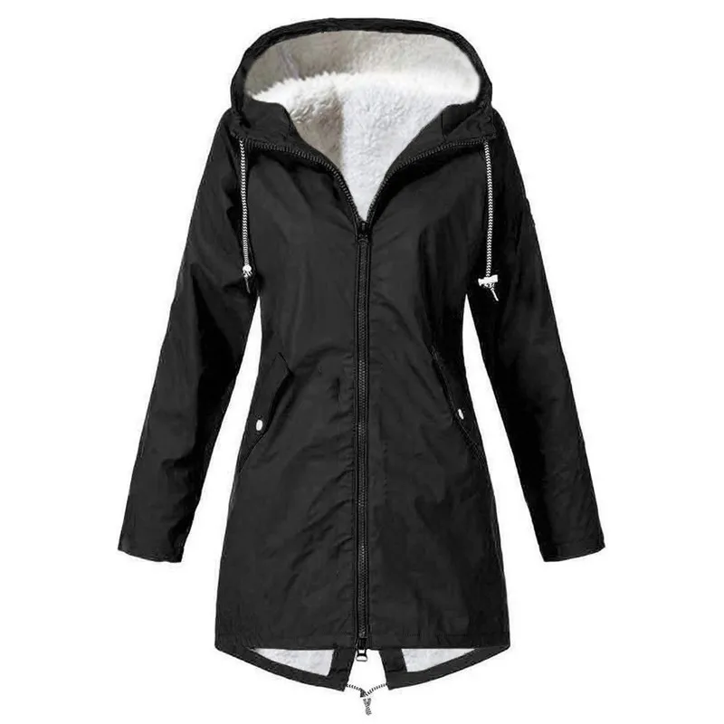 Красное зимнее женское пальто на молнии, однотонное, простое, теплое, Kawaii, повседневное, Женское пальто, корейская модная одежда, женский плащ, ветрозащитный, O24 - Цвет: Black