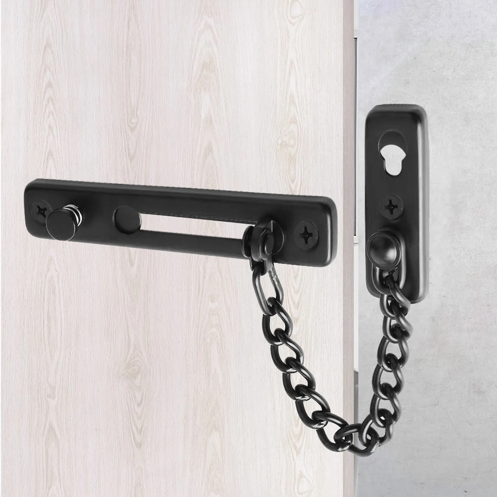 

LWZH Stainless Steel Security Door Chain Hotel Home Security Sliding Door Lock Chain Anti-Thief Safty Gate Door Chain Bolt Latch