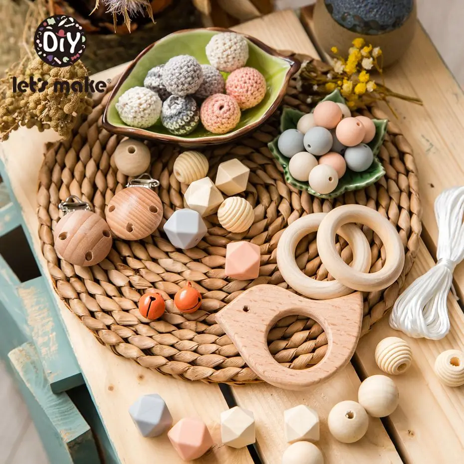 Let's Make Baby Rattles 1set Diy Pacifier Clip Baby Teething Silicone Beads Bpa Free Suit Crochet Wooden Beads Baby Teether Let's Make Baby Rattles 1set Diy Pacifier Clip Baby Teething Silicone Beads Bpa Free Suit Crochet Wooden Beads Baby Teether