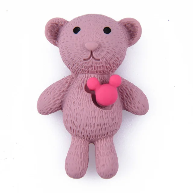 Hot Sale 1 Pcs Cartoon Bear Croc Shoe Charms Colorful Smile Face Baby Bear Clog Shoes Decorations Kid's Wristband Accessories r9597