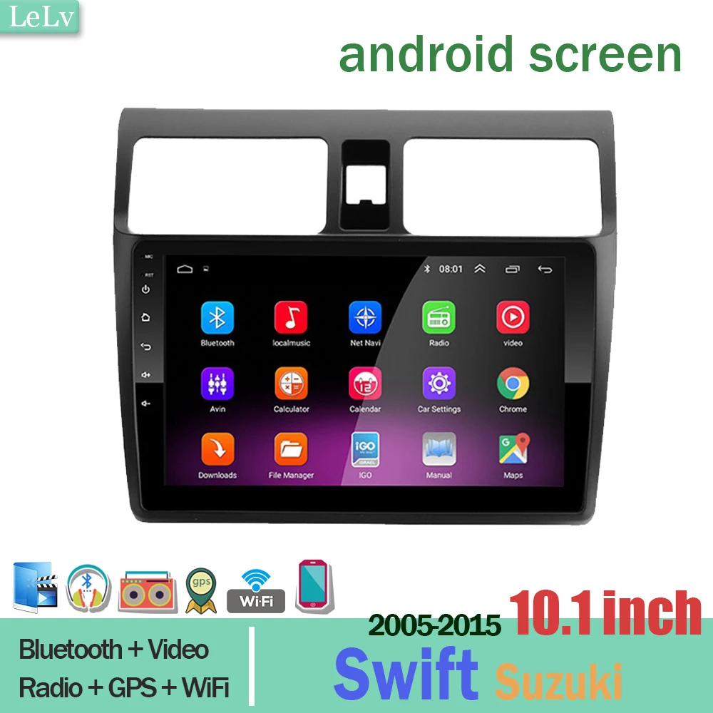 

lelv 10.1" 2din car screen Android 8.1 GO Car DVD car Player for Suzuki Swift 2005 2006 2007 2008-2015 Car Radio GPS Navigation