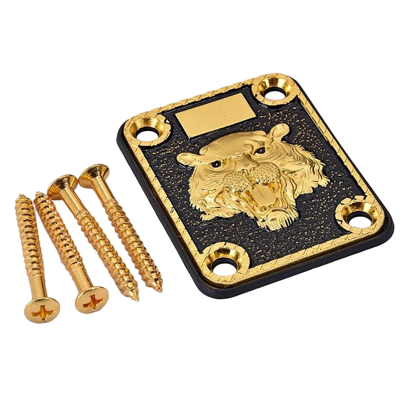 

Guitar Metal Neck Plates Zinc Alloy Tiger Head Guitar Neck Reinforcing Plate with 4 Screws for Strat Tele Electric Guitar Replac