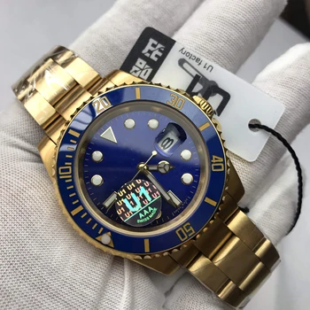 

Gold Luxury Brand Watch men automatic U1 factory ceramic bezel sapphire glass Lumious needles sweep movement sub watches AAA