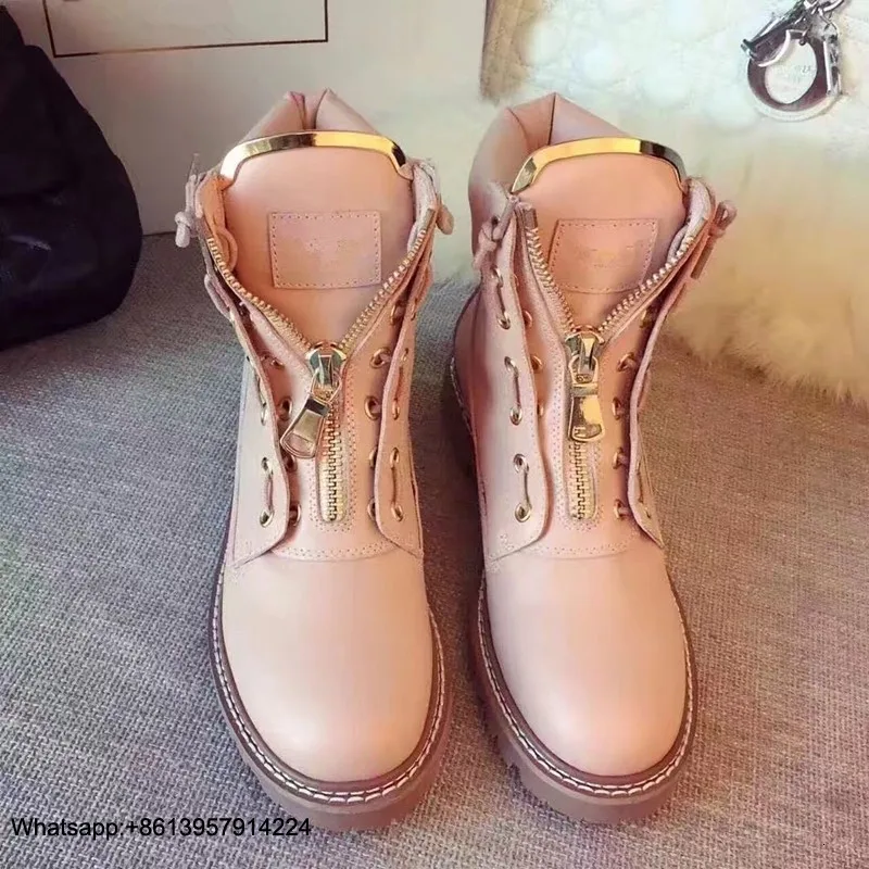 Scarpe donna/ботильоны на молнии; Botas chaussures femme; Осенняя женская обувь; женские ботинки на среднем каблуке с круглым носком; Zapatos De Mujer
