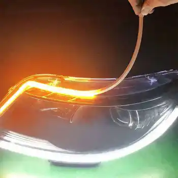 

2PCS 60CM Slim Amber Sequential Flexible LED Turn Signal Strip for Headlight Car LED Streamer Guide Light Strip
