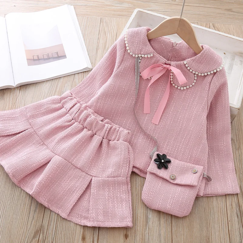 Детский костюм коллекция 2019 года осеннее пальто с жемчужным воротником для