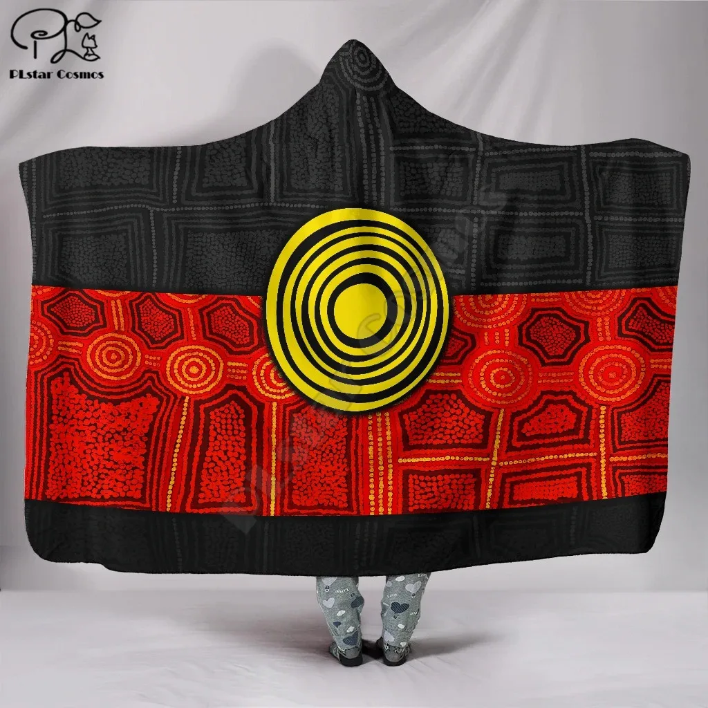 

Dreamtime Koori Character Hooded Blanket Adult colorful child Sherpa Fleece Wearable Blanket Microfiber Bedding style-4