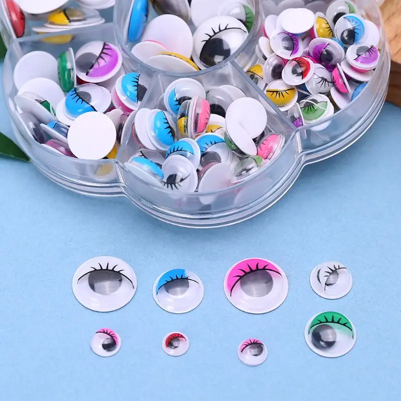 

230Pcs 6mm/7mm/8mm/10mm/12mm/15mm DIY Doll Puppet Plastic Movable Eyes Self Adhesive For Handmade Teddy Bear Children Kids Toy
