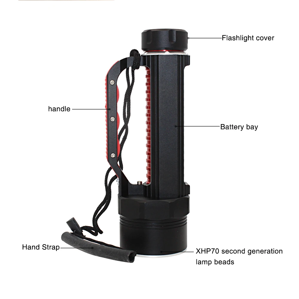  High Lumens LED Flashlight XHP70.2 Diving Flashlight Torch 26650 32650 XHP70 Yellow/White Light Spe - 4000349107563