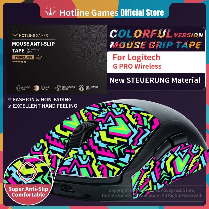 

1 Pack Original Hotline Games Colorful Mouse Grip Tape for Logitech G PRO Wireless GPW Gaming Mouse Anti-slip Tape Easy to Apply