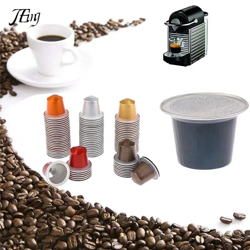 20PC/Set Reusable Nespresso Coffee Capsule Cup With Spoon Brush Black Refillable Coffee Capsule Refilling Filter Coffeeware Gift