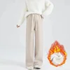 Maternity Fleece-Lined Warm Outerwear Pants For Pregnant Women Plus Size Non-Hiding Straight-Leg Design For Autumn Winter 4