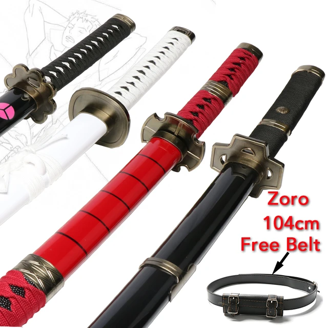 3-pcs Set Roronoa Zoro Swords 104cm Handmade Katana Japanese Anime Cosplay  Sword Shusui Enma Kitetsu Free sword holder and belt - AliExpress