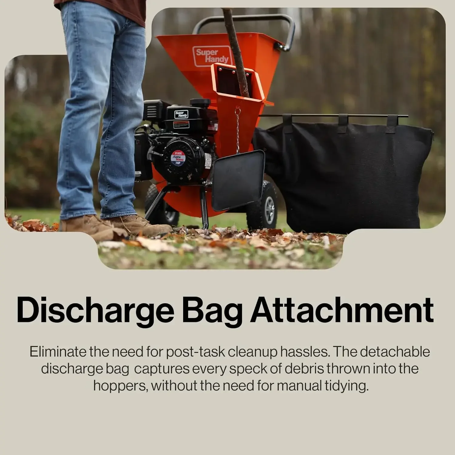 Wood Chipper Shredder Mulcher 7HP 3in1 Multi-Function 3" Inch Max Capacity attachable leaf vacuum for mulching Ultra Heavy Duty