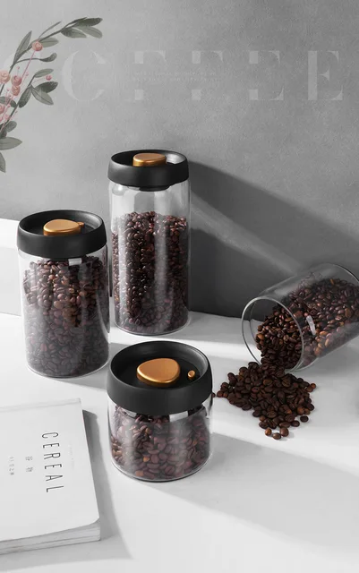 Vacuum Coffee Beans Storage Bottles Creative Sealed Glass Tank