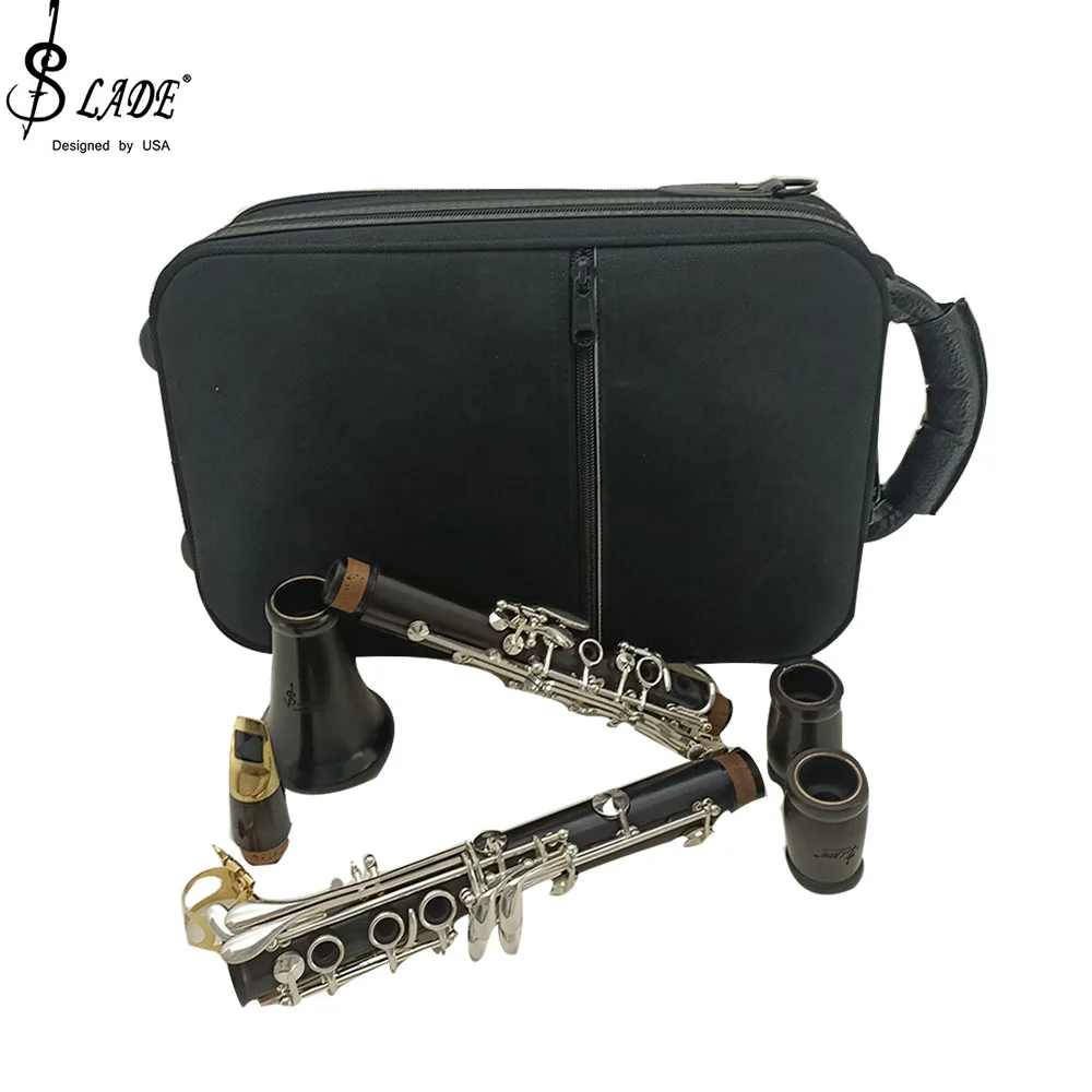 SLADE 17-key Black Ebony Clarinet In B-flat Blackwinds Woodwind Instruments for Beginner Adult Band Exams Performances