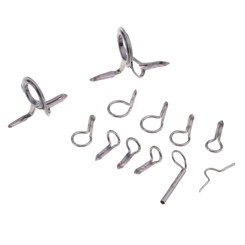 12Pcs Fly Rod Guide Set Rod Building Repair Hard Snake Guides Tip