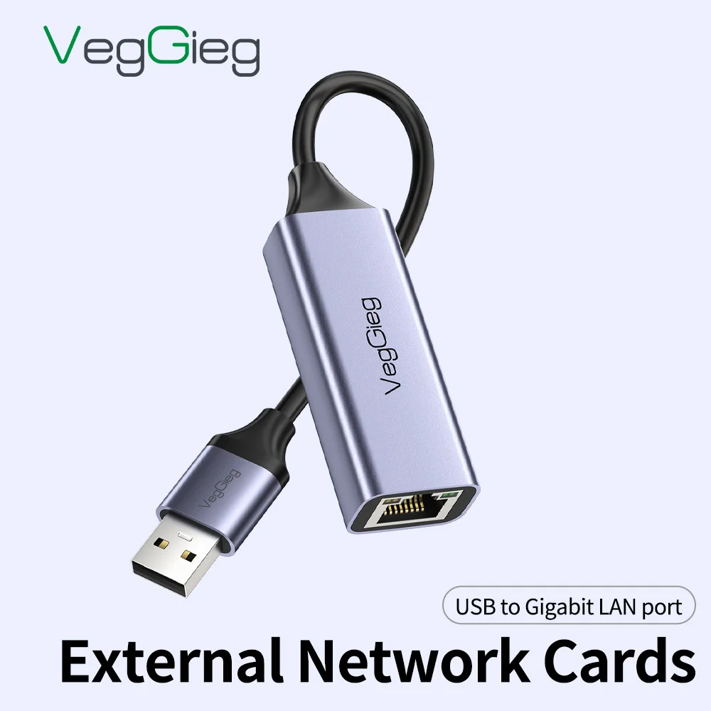 VegGieg USB 유형 C 기가비트 이더넷 어댑터 1000Mbps /100Mbps RJ45 노트북 스위치 폰용 유선 네트워크 카드 LAN 변환기