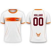 Maillot de football imprimé drapeau néerlandais, décontracté, respirant, à manches courtes, pour l'été, pour hommes, pour la salle de sport, l'entraînement sportif, le football 3