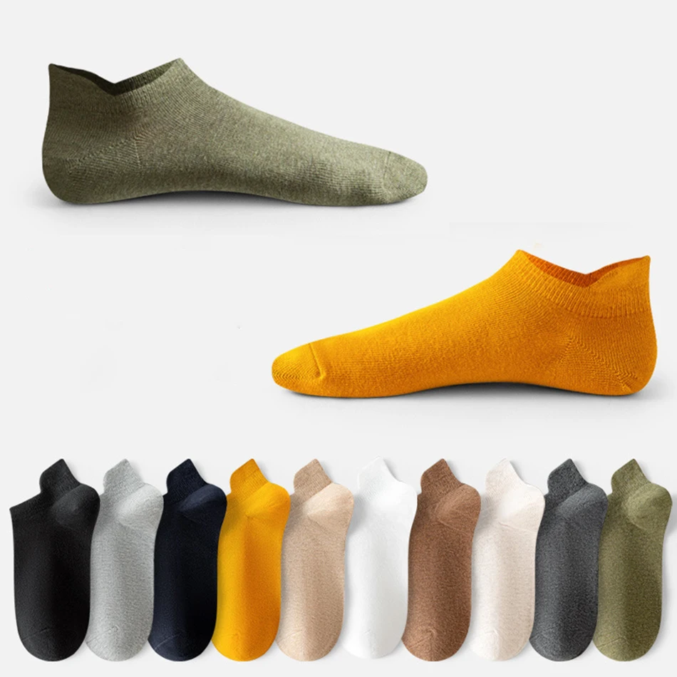 

5 Pairs Soft Cotton Men Short Socks Fashion Breathable Men Ankle Socks Comfortable Solid Color Male Street Fashion Casual Socks