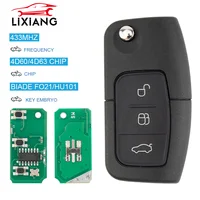 LIXIANG 315/433MHz 4D63 4D60 รถรีโมทกุญแจสําหรับ Ford FUSION Focus Mondeo Fiesta Galaxy HU101 FO21 ใบมีดรถพลิกคีย์