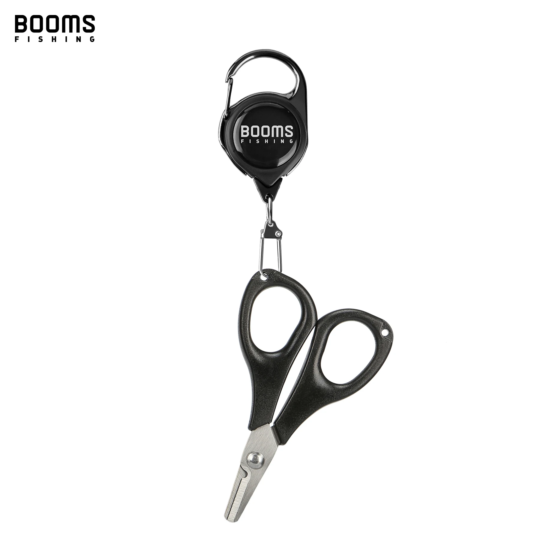Booms Fishing S01 Angelschere für geflochtene Schnur, Angelschnurschneider, gezackte Angelschere mit Retraktor, geteilter Ring