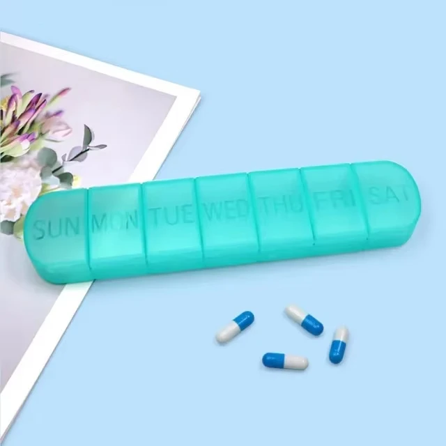 Compact Weekly Pill Organizer and Travel Pill Case