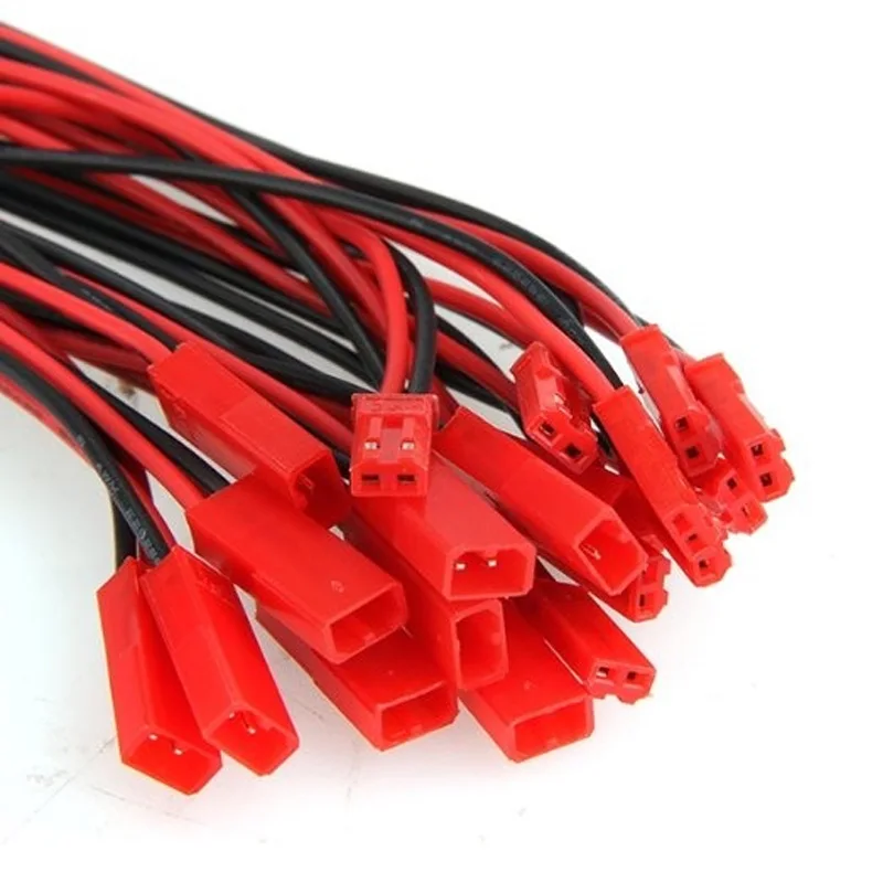 Lot de 10 connecteurs JST 22AWG pour batterie RC LIPO - 100/150/200mm