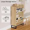 Kfo Shoe Cabinet With 2 Handmade Natural Rattan Flip Drawers, Entryway Shoe Rack Storage Organizer For Sneakers, Leather Shoes, 4