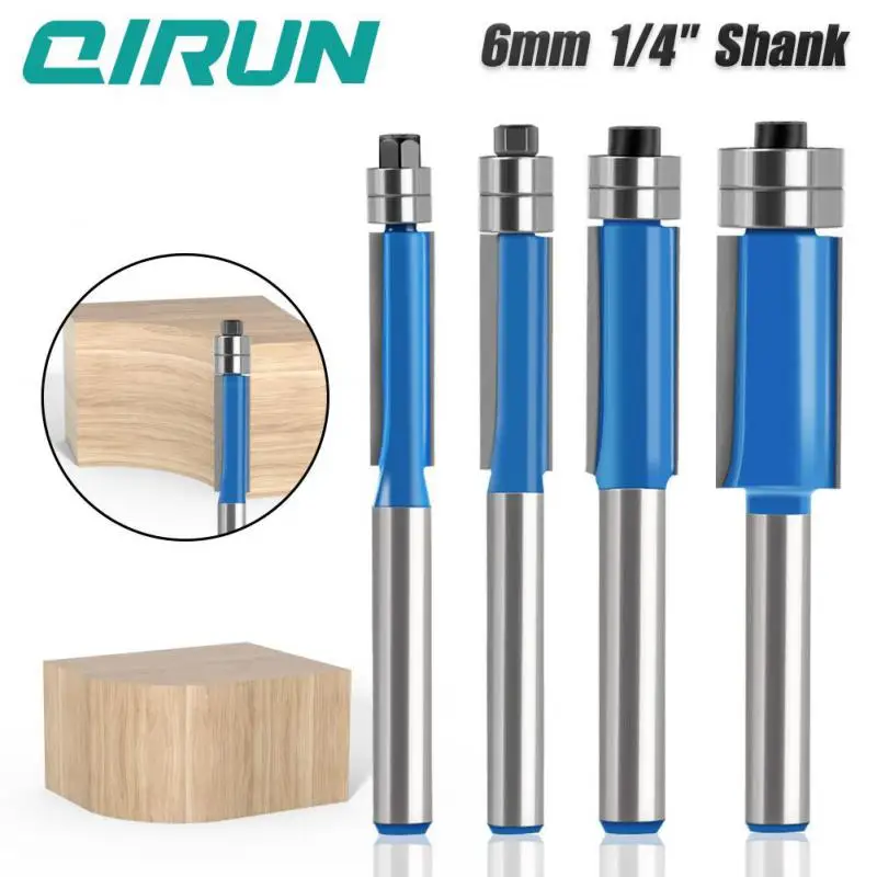 Woodworking Tools 4-piece set A32 6mm shank diameter Double Bearing Edge Trimming Straight Knives woodworking tools woodworking tool