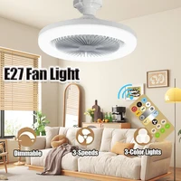 New Three-speed Mode LED Fan Light LED Lamp Bead E27 Screw Fan Light Remote Control Wall Control Bedroom Light Fan Ceiling 1